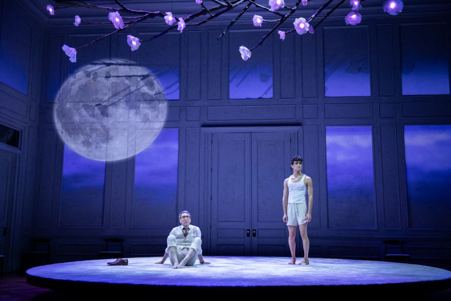 <p>Robert Sella (Morgan, Walter Poole) and Jordi Bertrán Ramírez (Young Man 1/Adam McDowell/Leo) in THE INHERITANCE. Photo by Margot Schulman. </p>