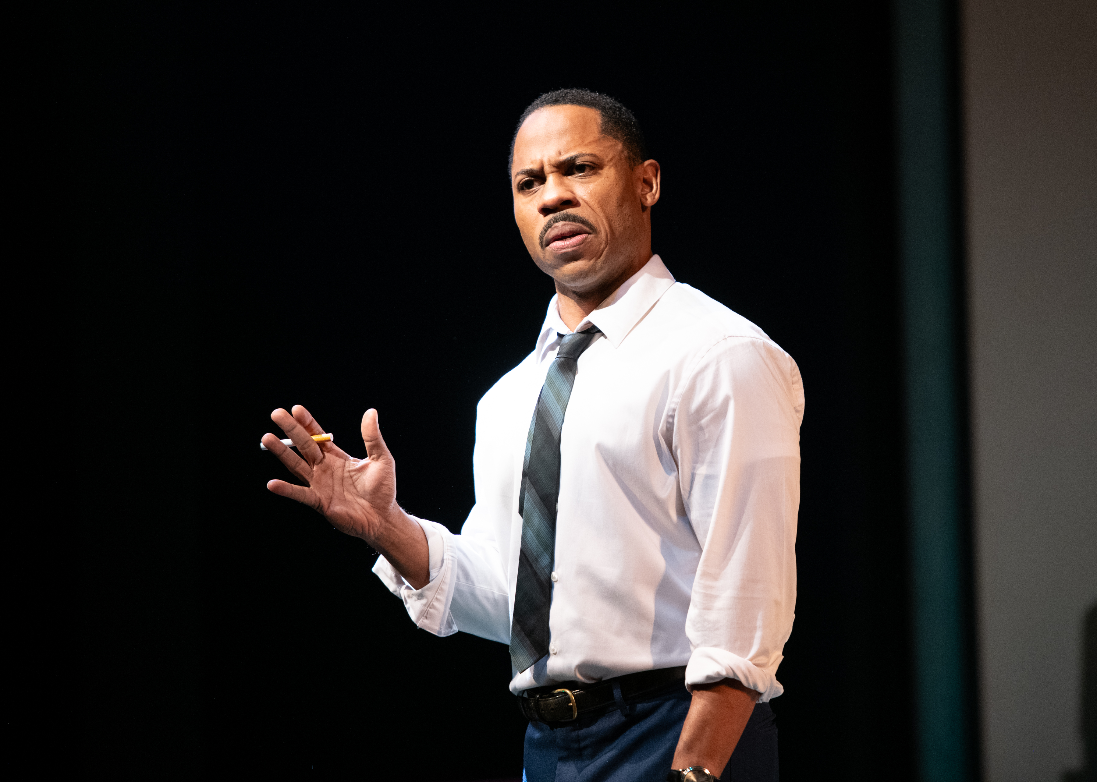 <p>Ro Boddie (Dr. Martin Luther King, Jr.) in THE MOUNTAINTOP. Photo by Margot Schulman Photography.</p>