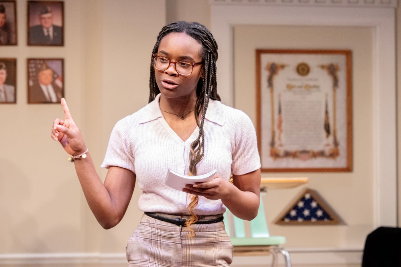 <p>Fadekemi Laniyonu (Debater) in <em>What the Constitution Means to Me. </em>Photo by Kent Kondo.</p>