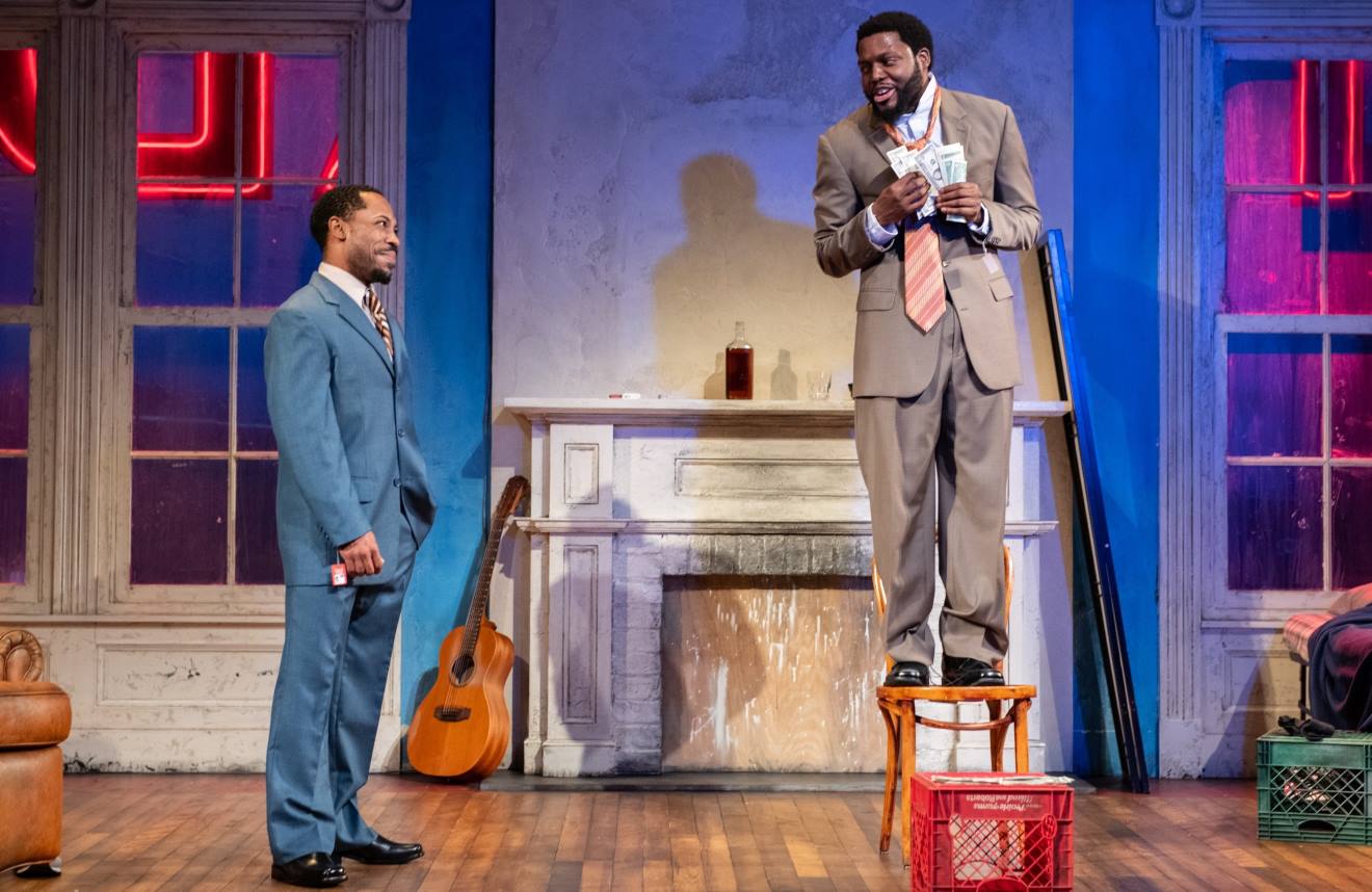 <p>Ro Boddie (Lincoln) and Yao Dogbe (Booth) in <em>Topdog/Underdog. </em>Photo by Margot Schulman Photography. </p>