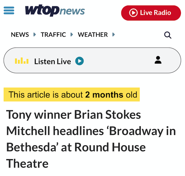 WTOP News: Brian Stokes Mitchell Headlines Gala at Round House Theatre