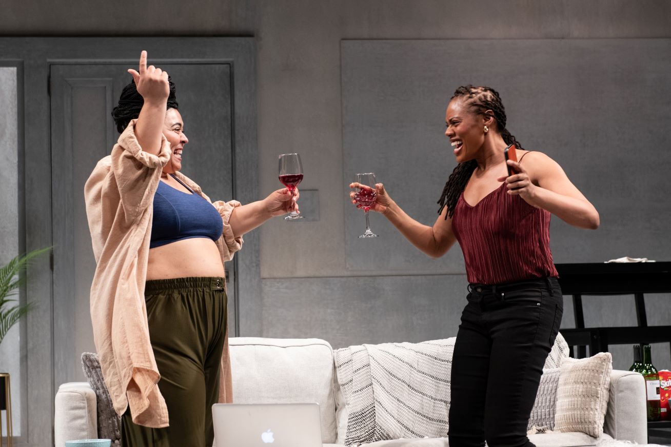 <p>Cristina Pitter (Miriam) and Nikkole Salter (Leslie) in <em>A Jumping-Off Point</em>. Photo by Margot Schulman Photography. </p>