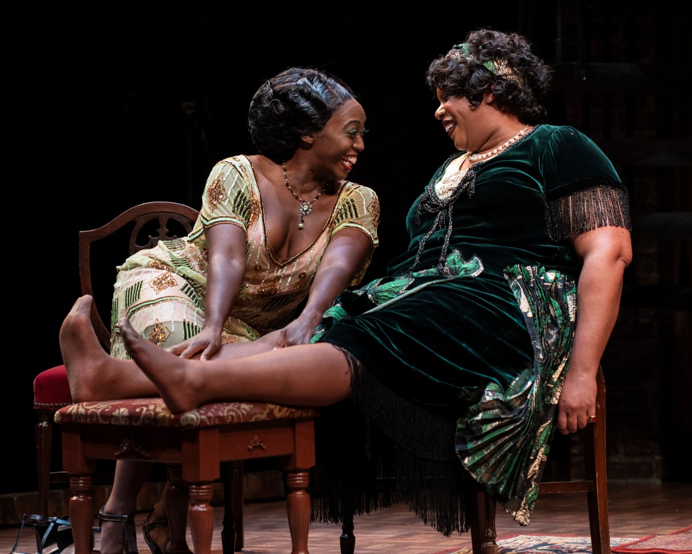 <p>Kanysha Williams (Dussie<span> Mae) and </span>Nicole Michelle Haskins (Ma Rainey)<span> </span>in August Wilson’s <em>Ma Rainey's Black Bottom</em>. Photo by Teresa Castracane</p>