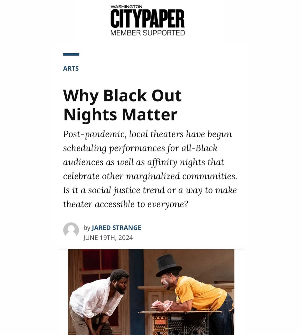 Featured in Washington City Paper: Why Black Out Nights Matter