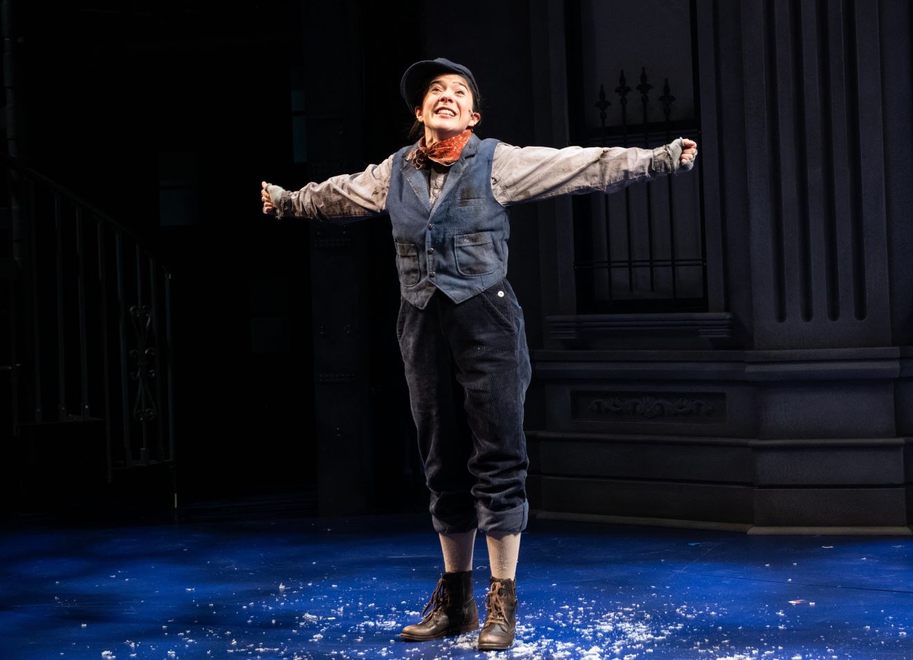 <p>Katrina Michaels (Dickensian Orphan) in <em>A Hanukkah Carol, or GELT TRIP! The Musical. </em>Photo by Margot Schulman.</p>