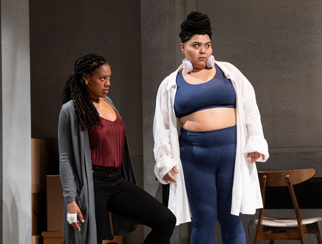 <p>Nikkole Salter (Leslie) and Cristina Pitter (Miriam) in<em> A Jumping-Off Poin</em>t. Photo by Margot Schulman Photography.</p>