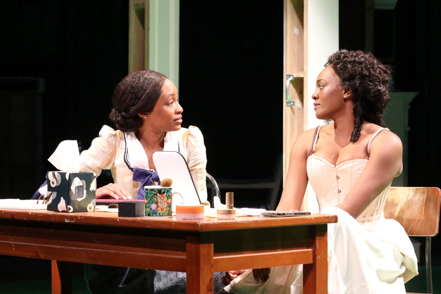 <p>Nicole Ruthmarie (Maggie/Mary) and Renea S. Brown (Luce/Sally) in SALLY &amp; TOM. Photo by Kent Kondo. </p>