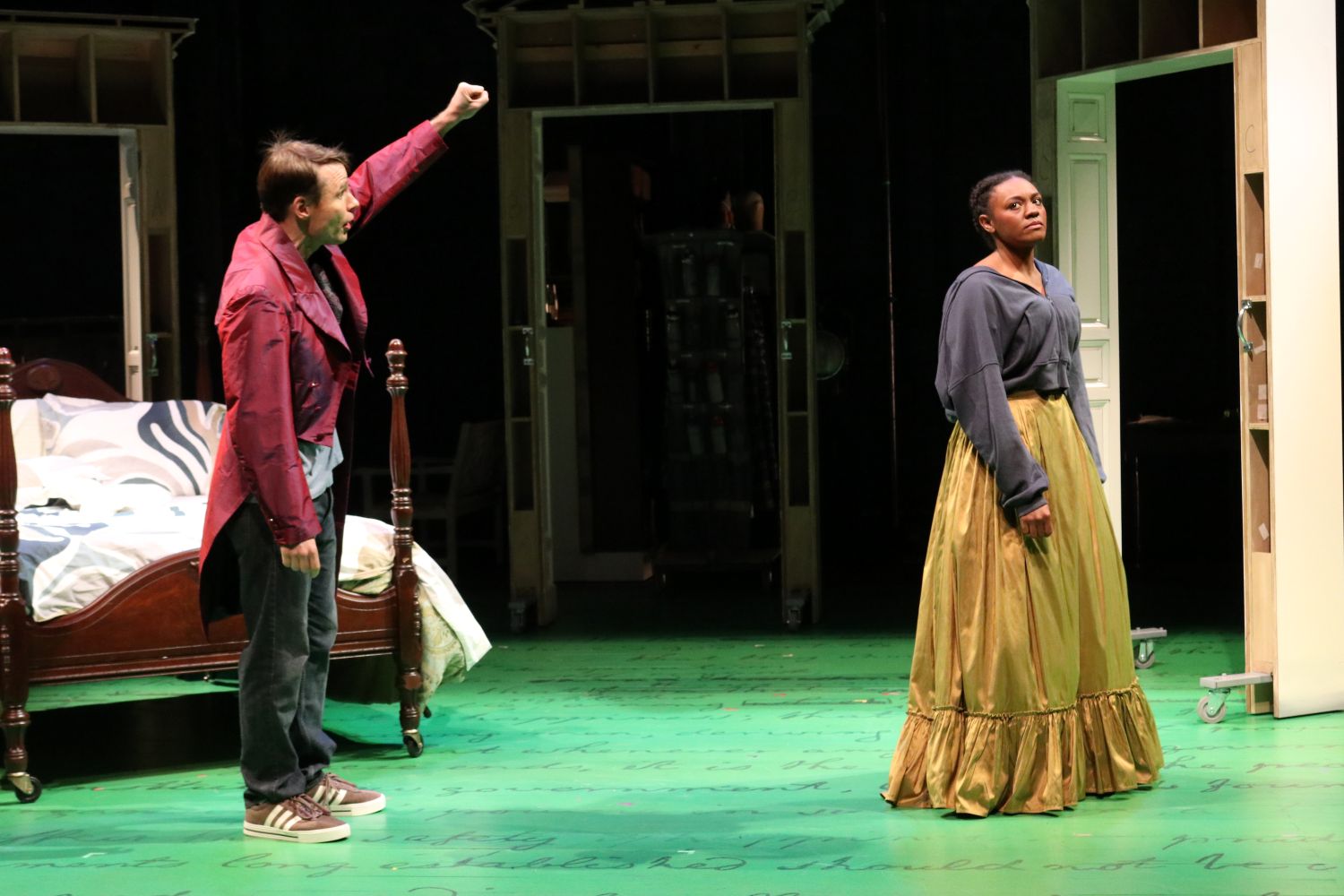 <p>Josiah Bania (Mike/Tom) and Renea S. Brown (Sally/Luce) in SALLY &amp; TOM. Photo by Kent Kondo. </p>