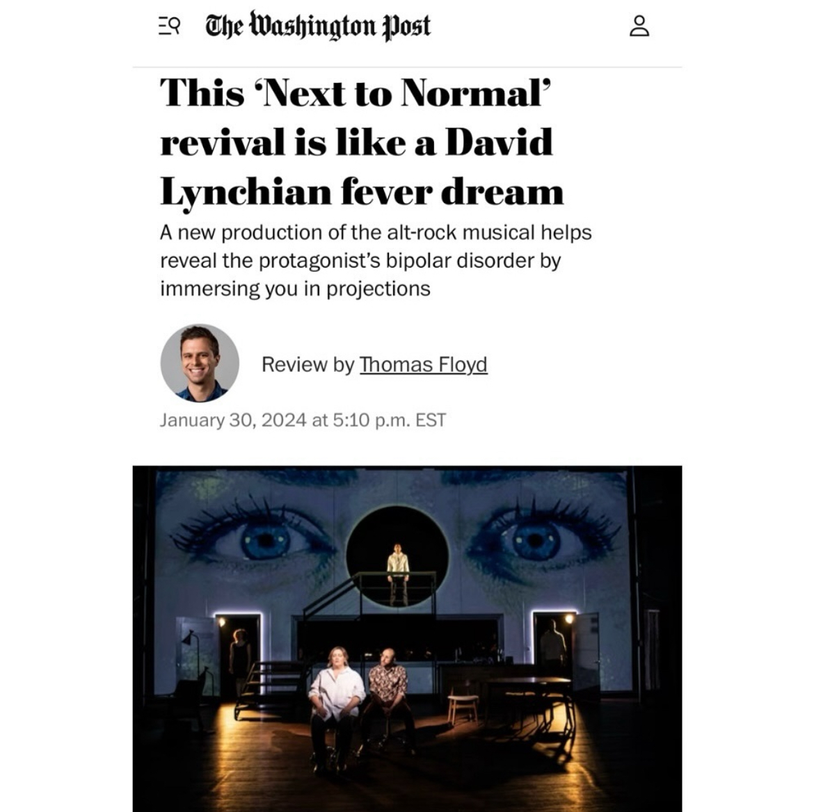 Washington Post Review: This 'Next to Normal' revival is like a David Lynchian fever dream