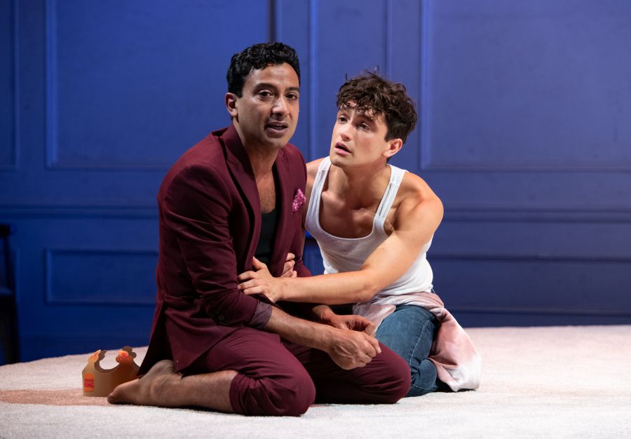 <p>Adam Poss (Toby Darling) and Jordi Bertrán Ramírez (Adam McDowell) in THE INHERITANCE. Photo by Margot Schulman. </p>