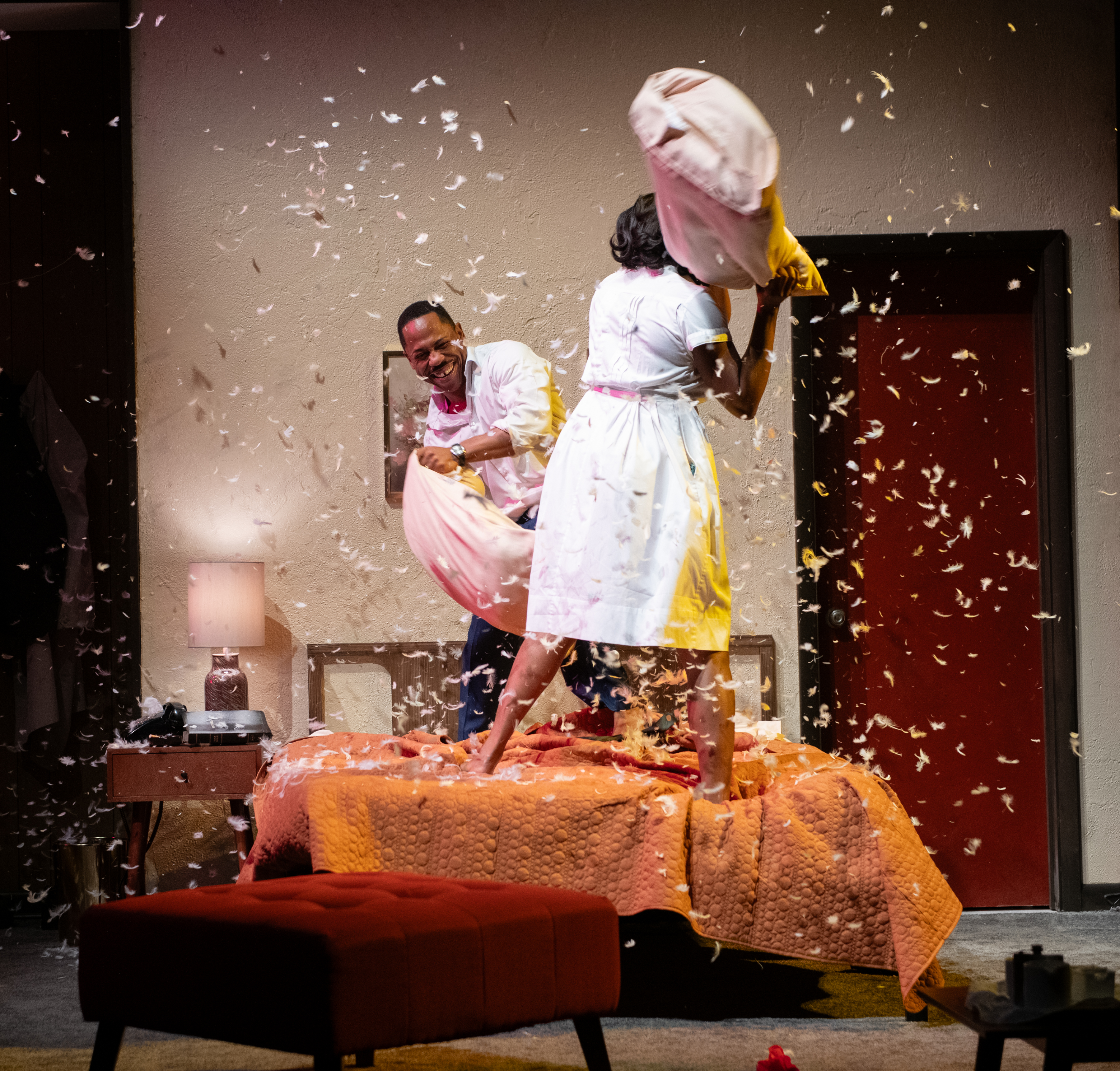 <p>Ro Boddie (Dr. Martin Luther King, Jr.) and Renea S. Brown (Camae) in THE MOUNTAINTOP. Photo by Margot Schulman Photography</p>