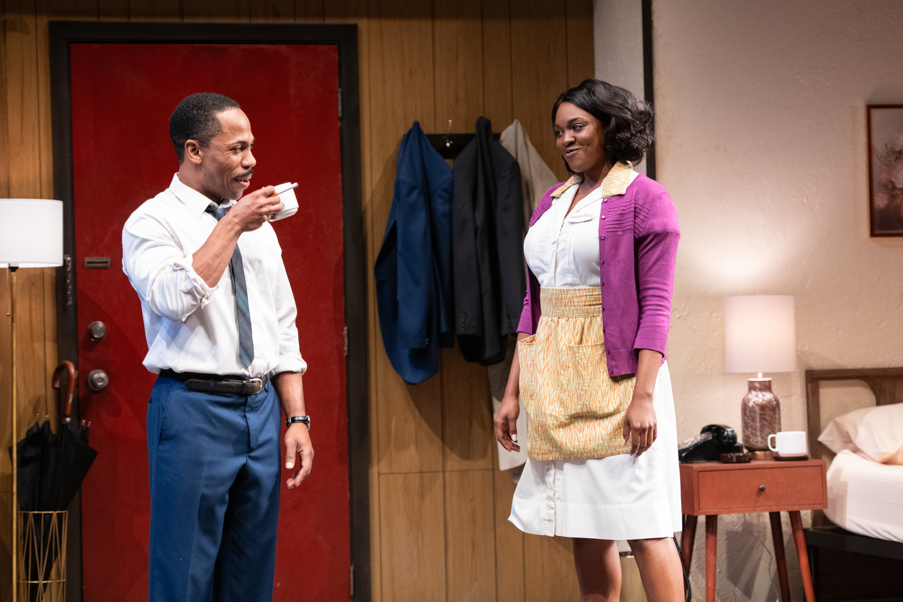 <p>Ro Boddie (Dr. Martin Luther King, Jr.) and Renea S. Brown (Camae) in THE MOUNTAINTOP. Photo by Margot Schulman Photography.</p>
