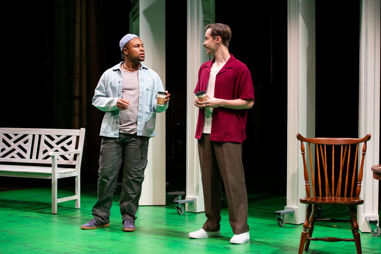 <p>Jamar Jones (Devon/Nathan) and Colin Sphar (Geoff/Cooper) in SALLY &amp; TOM. Photo by Margot Schulman. </p>