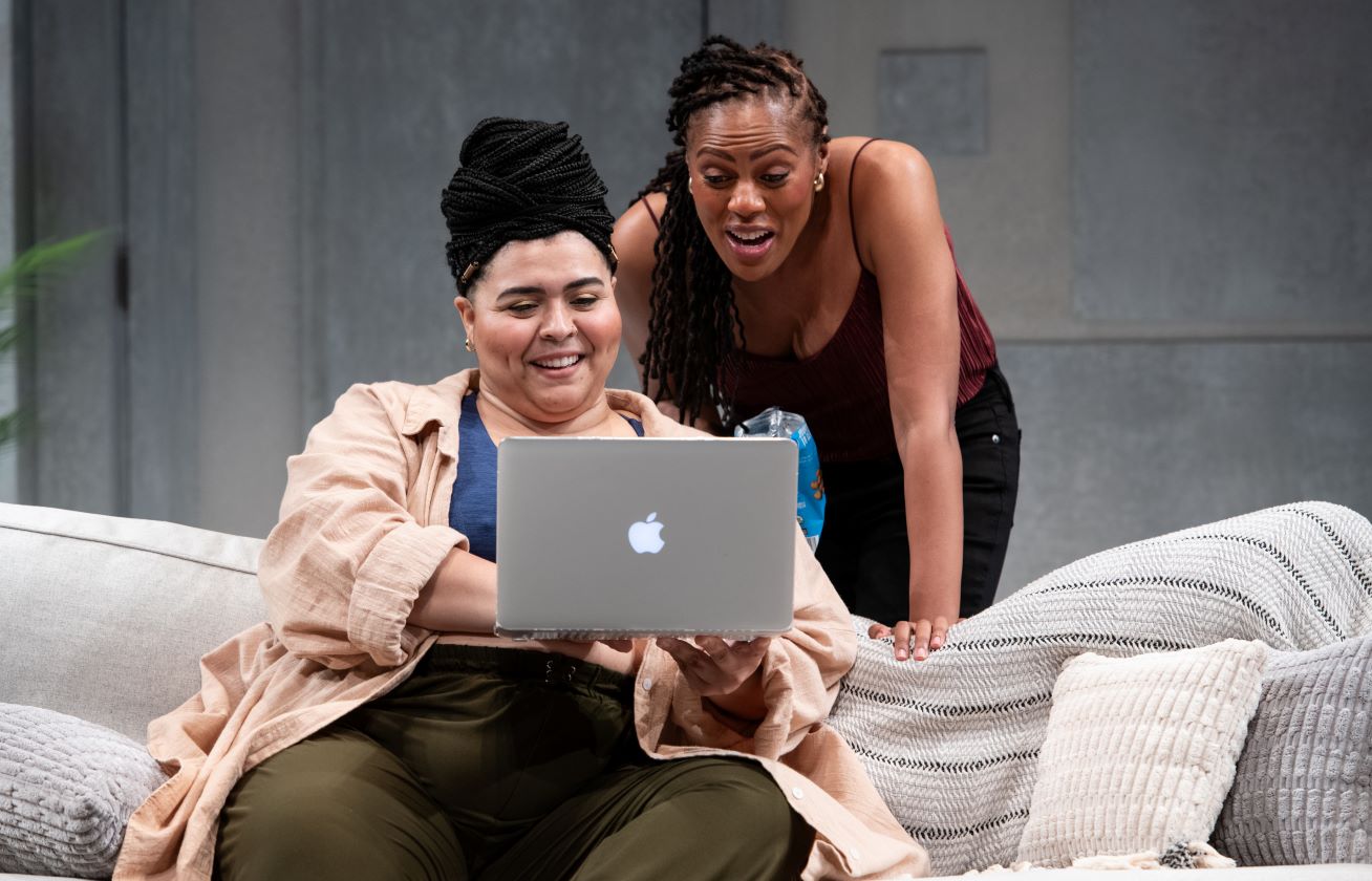 <p>Cristina Pitter (Miriam) and Nikkole Salter (Leslie) in <em>A Jumping-Off Point</em>. Photo by Margot Schulman Photography. </p>