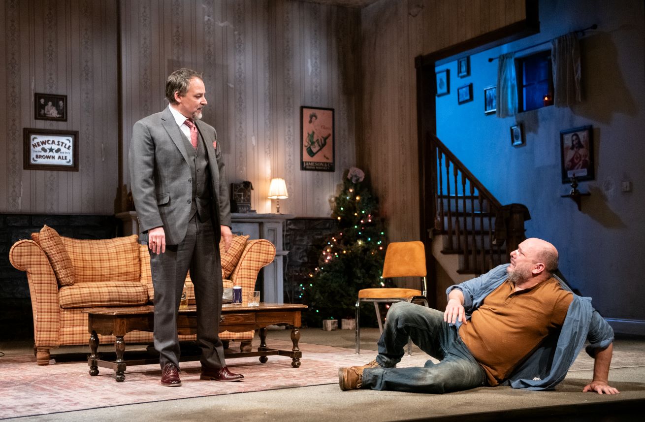 <p>Marcus Kyd (Mr. Lockhart) and Chris Genebach (Sharky) in <em>The Seafarer</em>. Photo by Margot Schulman Photography. </p>